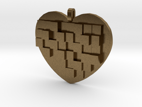 Mosaic Heart Pendant Large in Natural Bronze