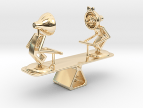 Lala & Lele "Playing Seesaw" - DeskToys in 14K Yellow Gold