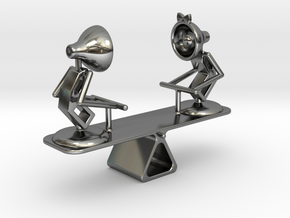 Lala & Lele "Playing Seesaw" - DeskToys in Fine Detail Polished Silver