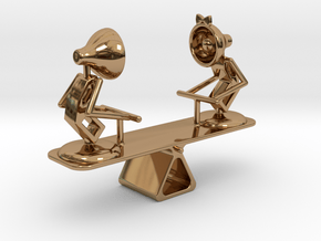 Lala & Lele "Playing Seesaw" - DeskToys in Polished Brass
