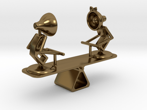 Lala & Lele "Playing Seesaw" - DeskToys in Polished Bronze