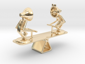 Lala & Lele "Playing Seesaw" - DeskToys in 14k Gold Plated Brass