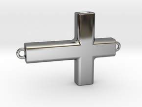 Horizontal Cross in Fine Detail Polished Silver