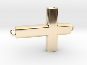 Horizontal Cross in 14k Gold Plated Brass