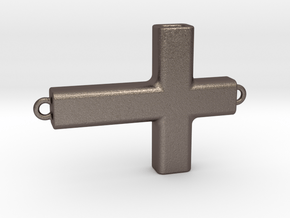 Horizontal Cross in Polished Bronzed Silver Steel