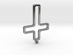 Hollow Cross in Fine Detail Polished Silver