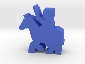 Great-helm Knight Meeple, on running horse in Blue Processed Versatile Plastic