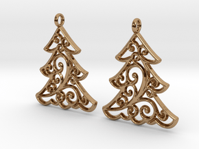 Christmas Tree Earrings in Polished Brass