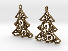 Christmas Tree Earrings in Polished Bronze