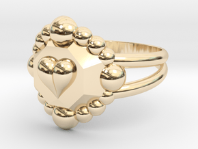 Size 6 Diamond Heart Ring E in 14k Gold Plated Brass