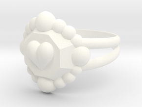 Size 6 Diamond Heart Ring E in White Processed Versatile Plastic