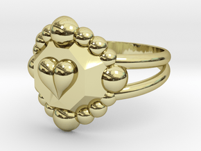 Size 7 Diamond Heart Ring E in 18k Gold Plated Brass