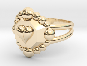 Size 10 Diamond Heart Ring E in 14k Gold Plated Brass
