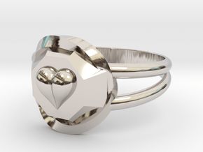 Size 6 Diamond Heart Ring F in Rhodium Plated Brass
