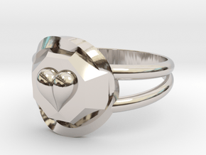 Size 7 Diamond Heart Ring F in Rhodium Plated Brass
