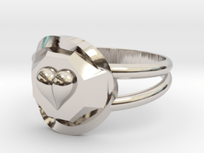 Size 8 Diamond Heart Ring F in Rhodium Plated Brass