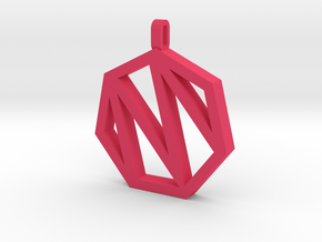 Heptagon Monogram Pendant (customizable) in Pink Processed Versatile Plastic