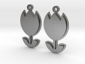 Tulip Earrings Thick in Natural Silver