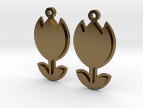 Tulip Earrings Thick in Polished Bronze