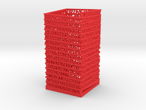 PI Pen Holder Square Shaped in Red Processed Versatile Plastic