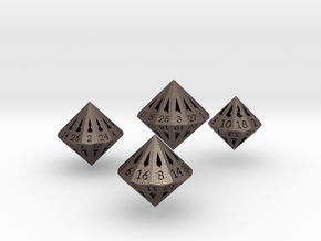 Large Dipyramidal Dice Set in Polished Bronzed Silver Steel