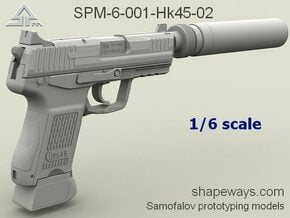 1/6 SPM-6-001-Hk45-02 H&K 45C suppressor version in Clear Ultra Fine Detail Plastic