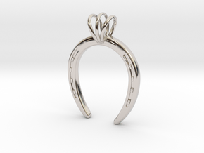 Horseshoe Necklace Pendant in Rhodium Plated Brass