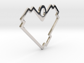 Pixels Heart Pendant - Lush Version - 1 INCH in Platinum