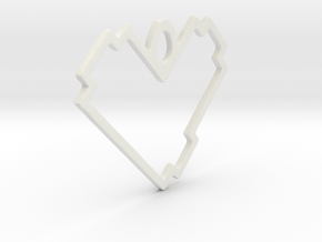 Pixels Heart Pendant - Lush Version - 1 INCH in White Natural Versatile Plastic