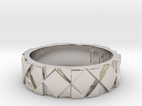 Futuristic Rhombus Ring Size 8 in Rhodium Plated Brass