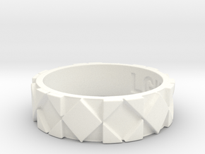 Futuristic Rhombus Ring Size 8 in White Processed Versatile Plastic