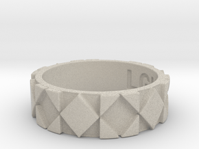 Futuristic Rhombus Ring Size 7 in Natural Sandstone