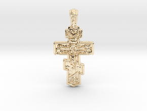 Pendant Cross 1 in 14k Gold Plated Brass