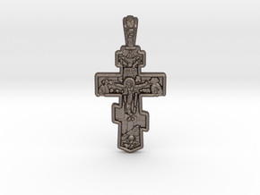 Pendant Cross 1 in Polished Bronzed Silver Steel