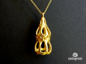 Dictyocysta pendant in Polished Gold Steel