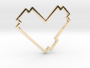 Pixel Heart Pendent - Diva Style - 1 INCH in 14K Yellow Gold