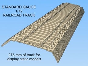 1-72 Rail Standard Gauge Section in White Natural Versatile Plastic