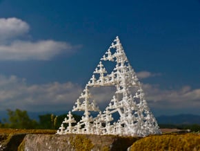 Sierpinski Tetrahedron Tree (thin branches) in White Natural Versatile Plastic