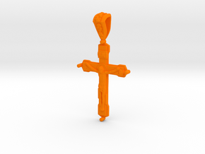 Pendant Cross 2 in Orange Processed Versatile Plastic