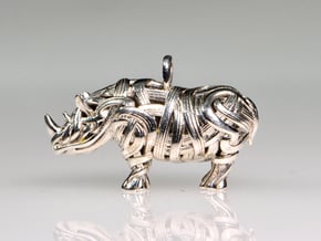 The Rhino Pendant  in Polished Silver