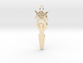 Triple Moon Goddess Pentacle Pendant in 14k Gold Plated Brass