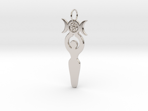 Triple Moon Goddess Pentacle Pendant in Rhodium Plated Brass