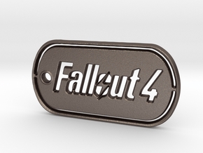 Fallout 4 Dog Tag in Polished Bronzed Silver Steel