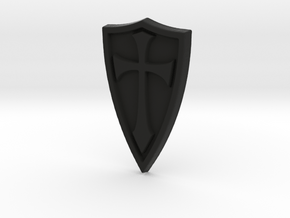 Cross Shield Pendant in Black Natural Versatile Plastic
