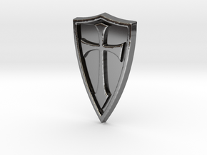 Cross Shield Pendant in Fine Detail Polished Silver