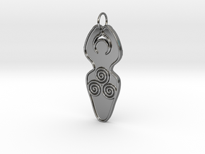 Spiral of Life Goddess Symbol Pendant in Fine Detail Polished Silver