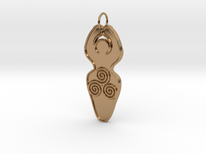Spiral of Life Goddess Symbol Pendant in Polished Brass