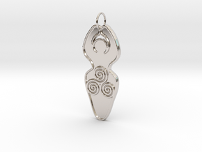 Spiral of Life Goddess Symbol Pendant in Rhodium Plated Brass