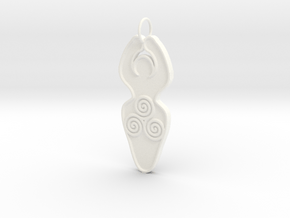 Spiral of Life Goddess Symbol Pendant in White Processed Versatile Plastic