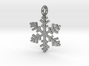 Snowflake Charm 1 in Natural Silver